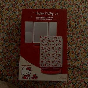 Hello Kitty Red Trifold LED Makeup Mirror “Apple core”